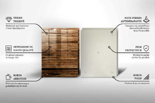 Üveg vágódeszka Fa textúra