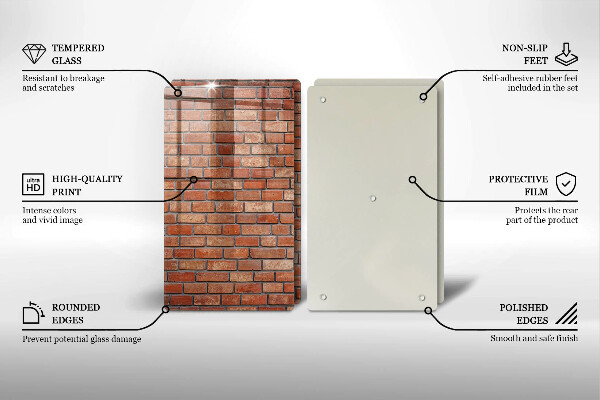 Üveg vágódeszka Téglafal fal