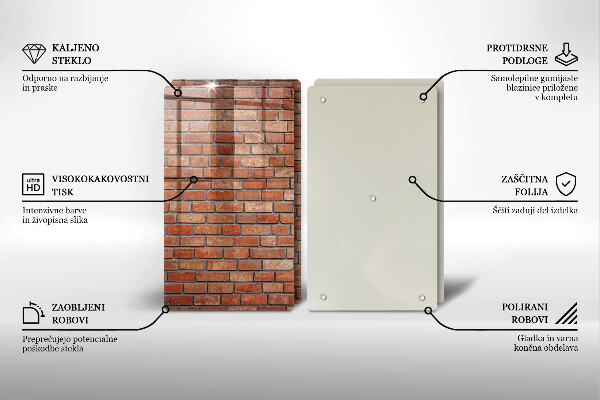 Üveg vágódeszka Téglafal fal