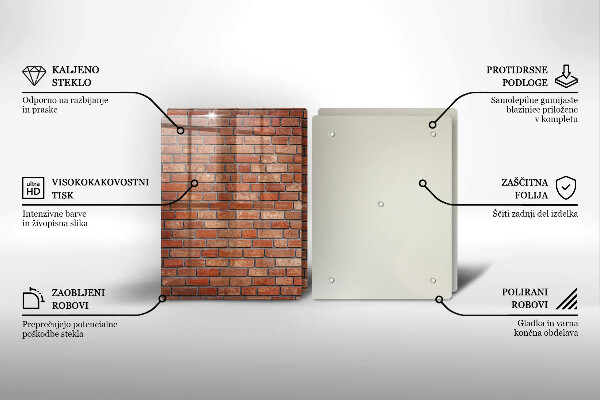 Üveg vágódeszka Téglafal fal