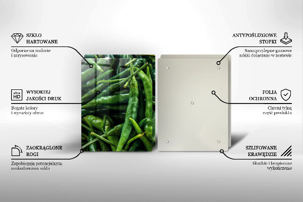 Üveg vágódeszka Borsó hüvely