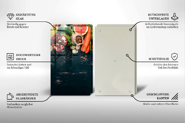 Üveg vágódeszka Gyümölcsök és zöldségek