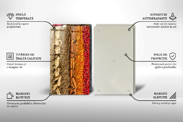 Üveg vágódeszka Színes fűszerek