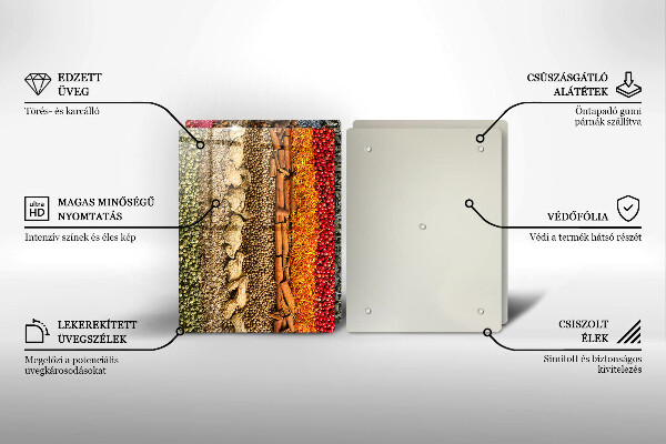 Üveg vágódeszka Színes fűszerek