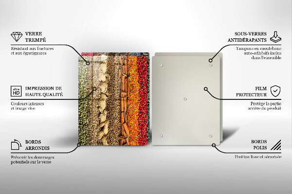 Üveg vágódeszka Színes fűszerek