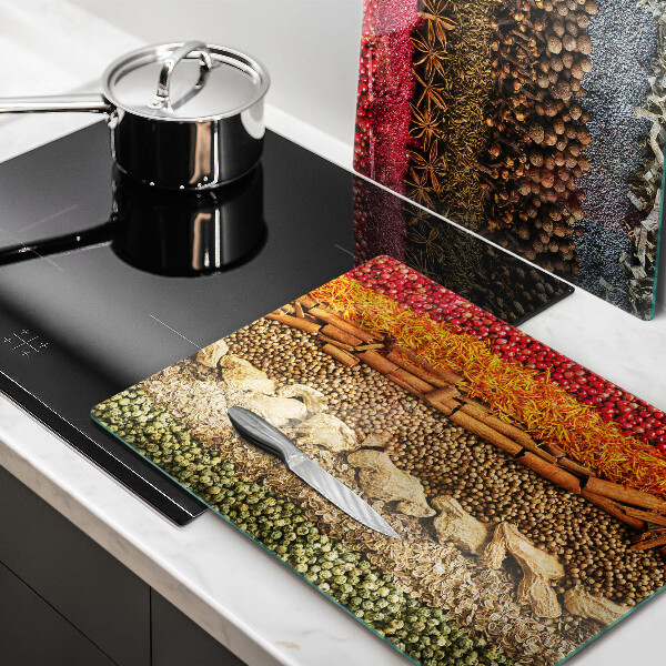 Üveg vágódeszka Színes fűszerek