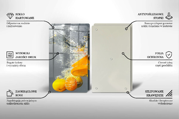 Üveg vágódeszka Citrom vízben