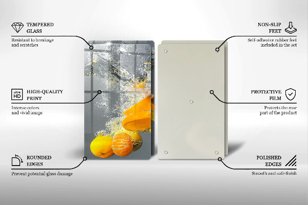 Üveg vágódeszka Citrom vízben