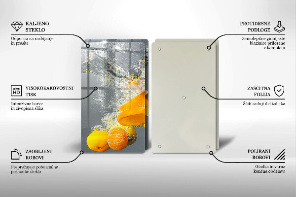 Üveg vágódeszka Citrom vízben