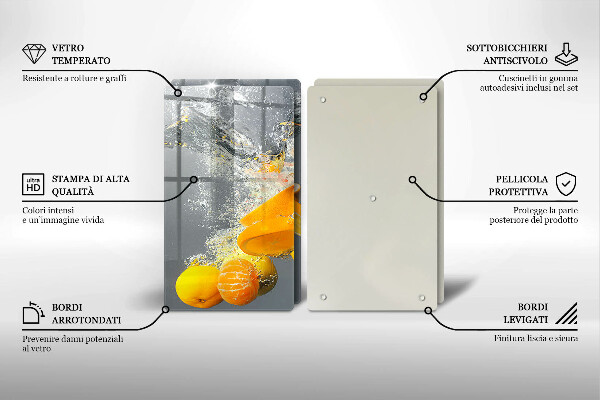 Üveg vágódeszka Citrom vízben