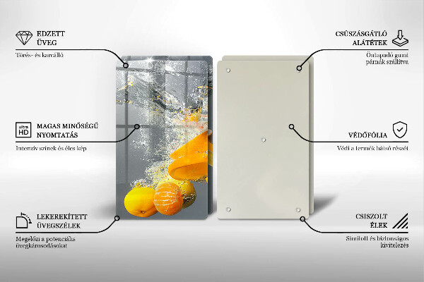 Üveg vágódeszka Citrom vízben