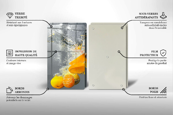 Üveg vágódeszka Citrom vízben