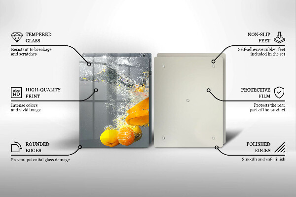 Üveg vágódeszka Citrom vízben