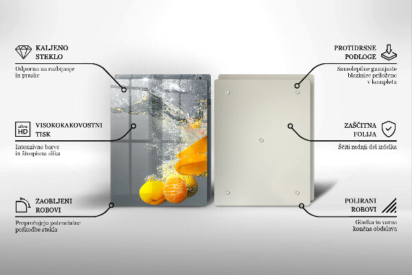 Üveg vágódeszka Citrom vízben