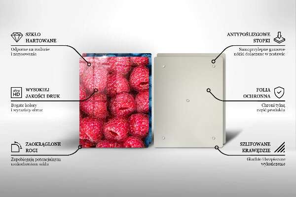 Üveg vágódeszka Málna és áfonya gyümölcsök