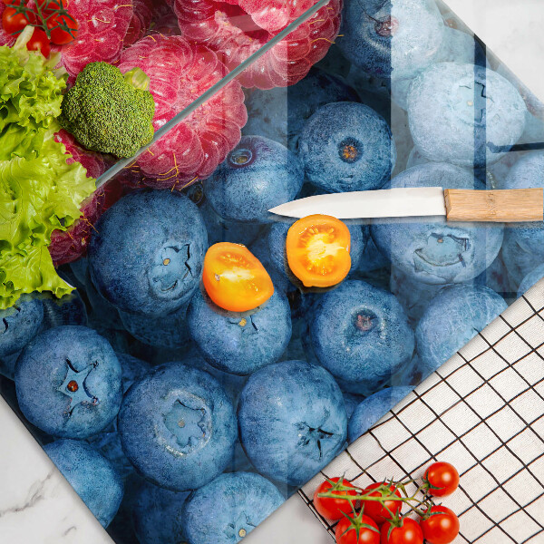 Üveg vágódeszka Málna és áfonya gyümölcsök