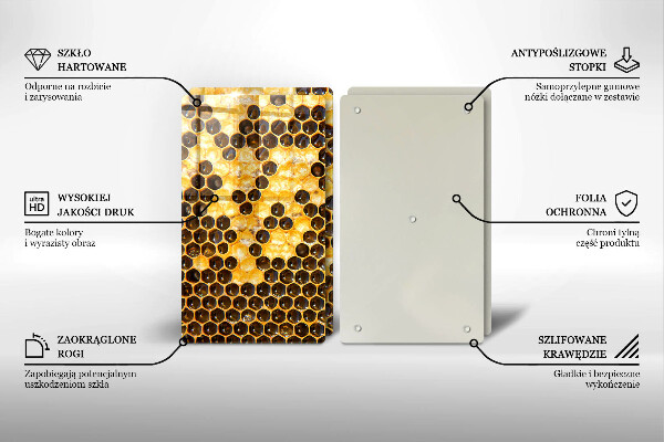 Üveg vágódeszka Méhsejt
