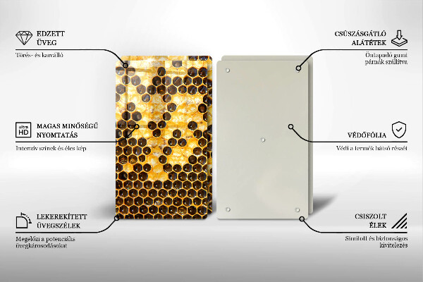 Üveg vágódeszka Méhsejt