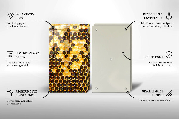 Üveg vágódeszka Méhsejt