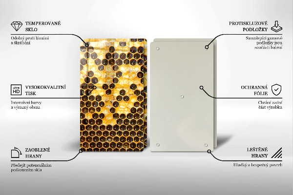 Üveg vágódeszka Méhsejt