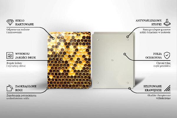 Üveg vágódeszka Méhsejt