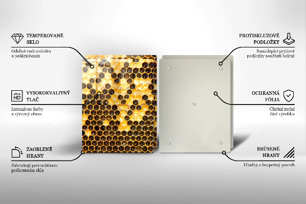 Üveg vágódeszka Méhsejt