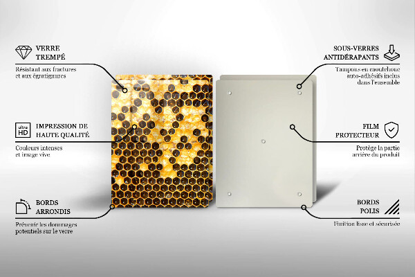 Üveg vágódeszka Méhsejt