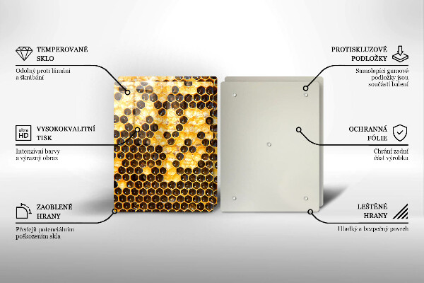 Üveg vágódeszka Méhsejt