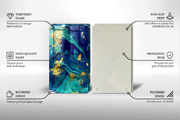 Üveg vágódeszka Absztrakció arannyal