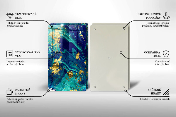 Üveg vágódeszka Absztrakció arannyal