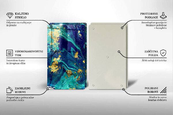 Üveg vágódeszka Absztrakció arannyal