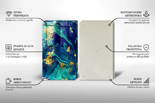 Üveg vágódeszka Absztrakció arannyal