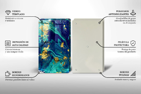 Üveg vágódeszka Absztrakció arannyal