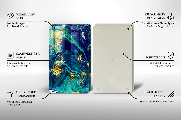 Üveg vágódeszka Absztrakció arannyal