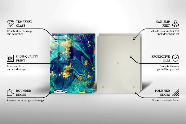 Üveg vágódeszka Absztrakció arannyal