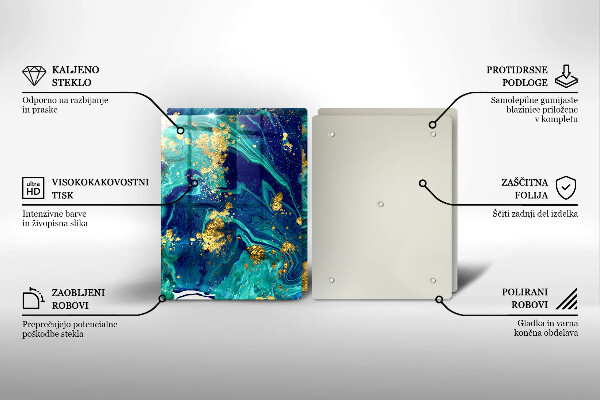 Üveg vágódeszka Absztrakció arannyal