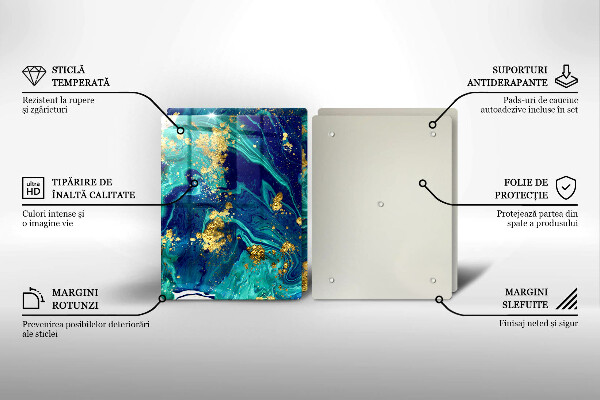 Üveg vágódeszka Absztrakció arannyal