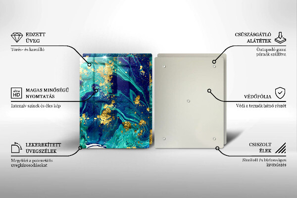 Üveg vágódeszka Absztrakció arannyal