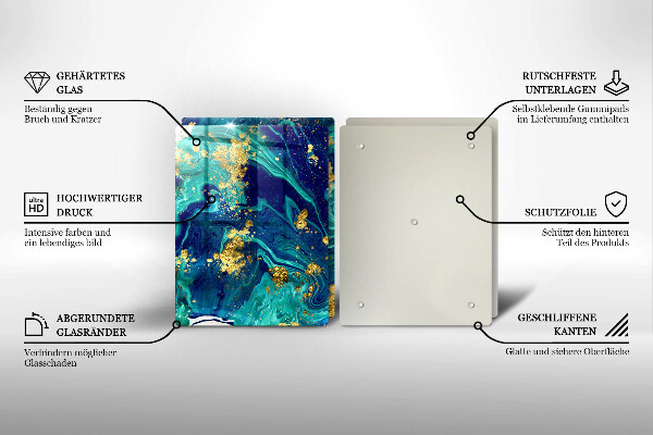 Üveg vágódeszka Absztrakció arannyal