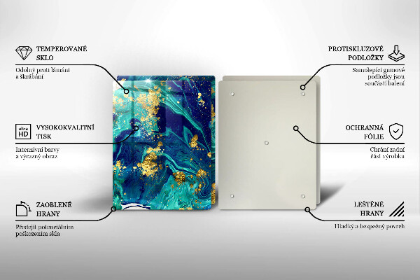 Üveg vágódeszka Absztrakció arannyal