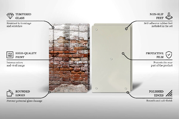 Üveg vágódeszka Régi tégla és beton fal