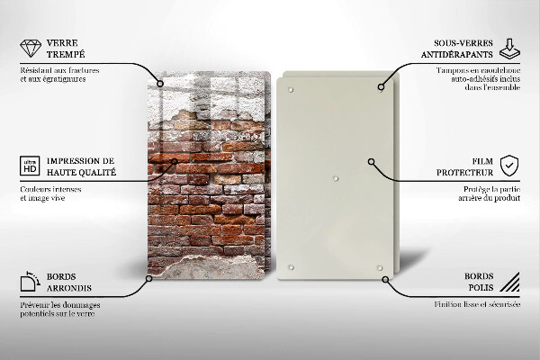 Üveg vágódeszka Régi tégla és beton fal