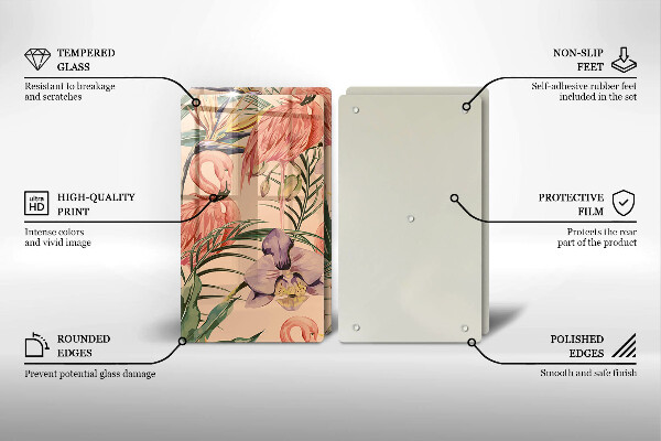 Üveg vágódeszka Flamingók illusztráció