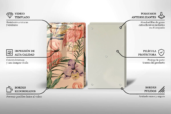 Üveg vágódeszka Flamingók illusztráció