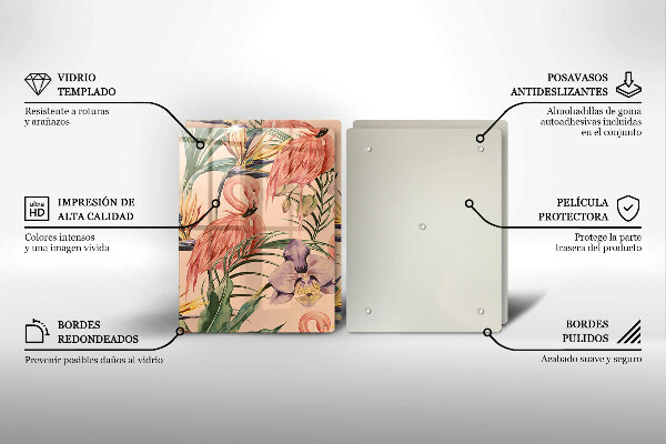 Üveg vágódeszka Flamingók illusztráció