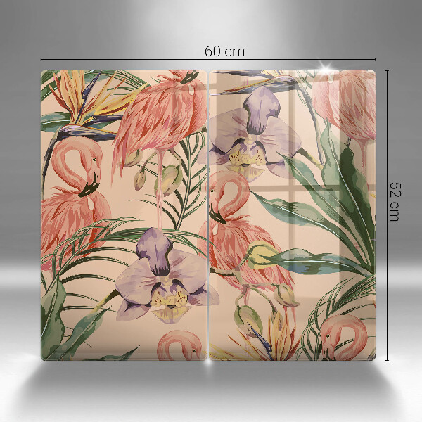 Üveg vágódeszka Flamingók illusztráció