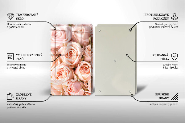 Üveg vágódeszka Csokor finom rózsa