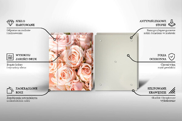 Üveg vágódeszka Csokor finom rózsa