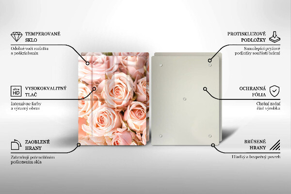 Üveg vágódeszka Csokor finom rózsa