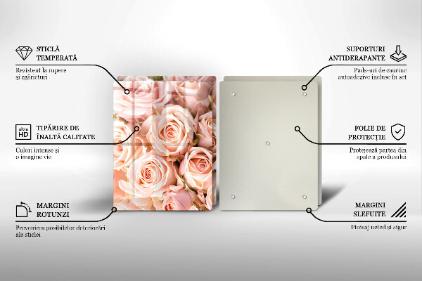 Üveg vágódeszka Csokor finom rózsa